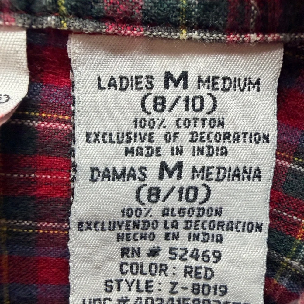 Vintage Bobbie Brooks Christmas‎ Flannel Shirt • Snowmen Embroidery • Plaid •